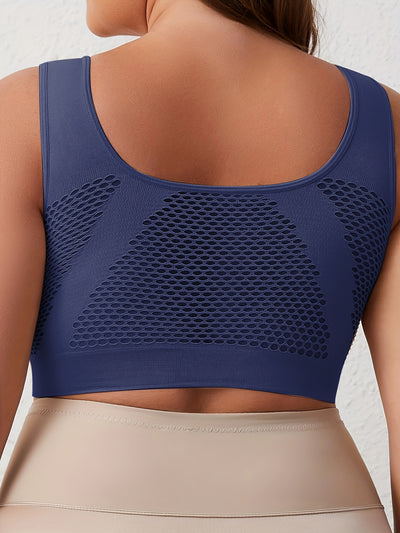 ZIMI COLLECTION Women's Plus Size High-Elasticity Sports Bra - Seamless Wireless Workout Top, Double Layer Support No Padding Needed, Non-Transparent Gym Yoga Running Bra for Everyday & Athletic Activities - All-Season Active