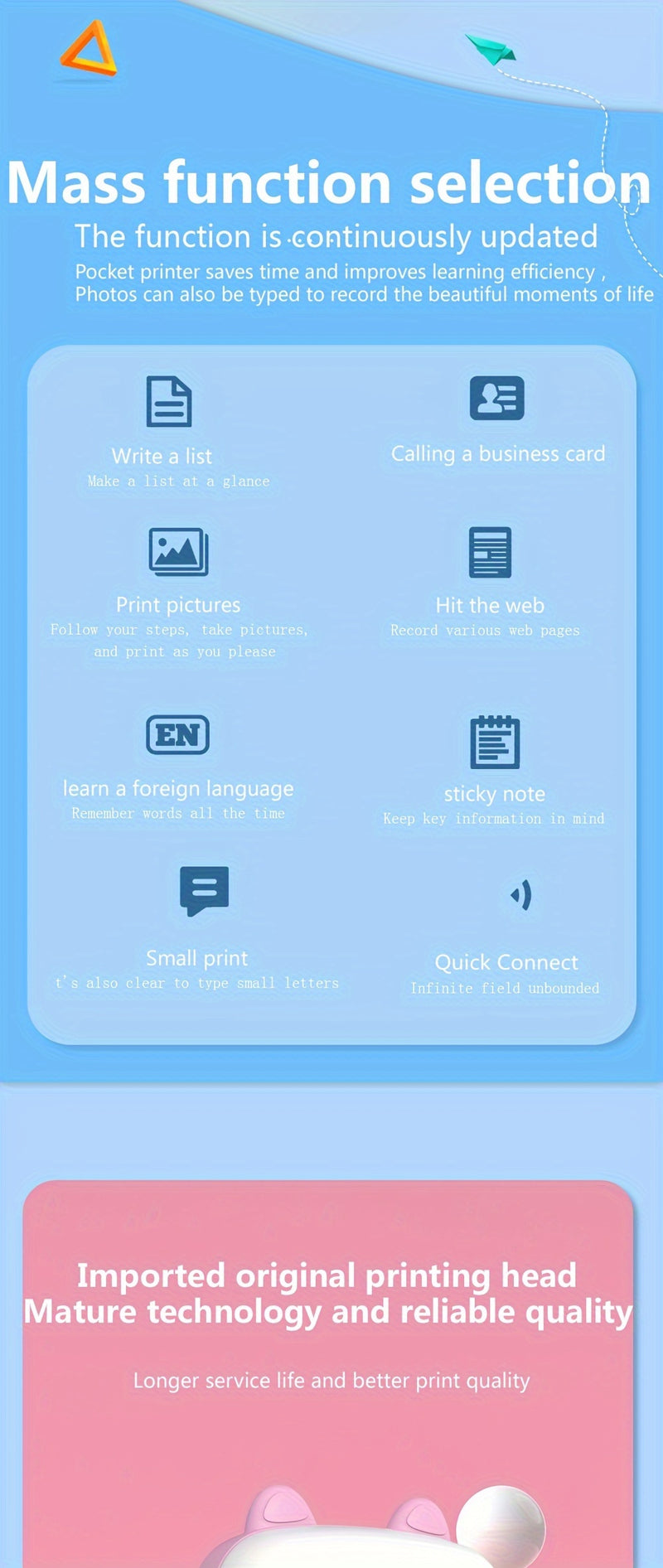 Photo Printer Smart Label Printer Mini Multi-function Portable Photo Printer Sticky Notes Note Code Text List Thermal Printer Ink-free Printer Small Mobile Phone Photo Album Printer