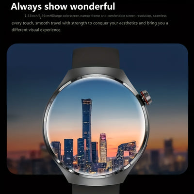 Men's Outdoor Sports Smartwatch - Wireless Calling, Full Touch HD Screen, Multiple Sport Modes, Step and Calorie Counter, USB Rechargeable Silicone Strap - Ideal Gift for Him, Communication Device | Round Face Watch with Wall