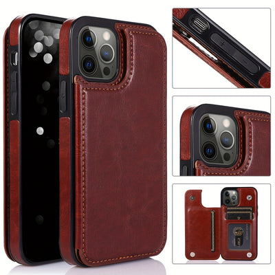 جراب iPhone قابل للطي من الجلد الصناعي عالي الجودة مع فتحات للبطاقات وحامل مقاوم للصدمات متوافق مع موديلات مختلفة بما في ذلك X XR XS Max 11 pro 12 pro 13 pro 14 15 16 SE 6 7 8 plus