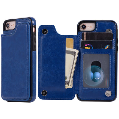 جراب iPhone قابل للطي من الجلد الصناعي عالي الجودة مع فتحات للبطاقات وحامل مقاوم للصدمات متوافق مع موديلات مختلفة بما في ذلك X XR XS Max 11 pro 12 pro 13 pro 14 15 16 SE 6 7 8 plus