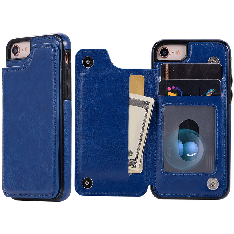 جراب iPhone قابل للطي من الجلد الصناعي عالي الجودة مع فتحات للبطاقات وحامل مقاوم للصدمات متوافق مع موديلات مختلفة بما في ذلك X XR XS Max 11 pro 12 pro 13 pro 14 15 16 SE 6 7 8 plus