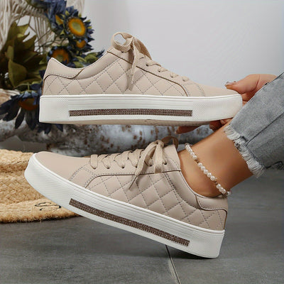 Women's Plaid Pattern Platform Sneakers, Casual Lace Up Outdoor Shoes, Comfortable Low Top Shoes