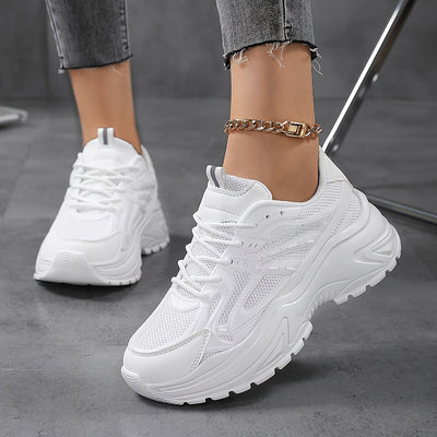Women's Mesh Chunky Sneakers, Casual Solid Color Height Increasing Trainers, All-Match Walking Sports Shoes
