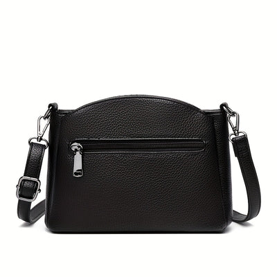 Women'S Multi-Compartment Crossbody Bag with Adjustable Strap - Synthetic, Zipper Closure, Elegant Geometric Pattern in Beige, Burgundy, Black, and White - Perfect for Casual or Formal Occasions, Crossbody Purse