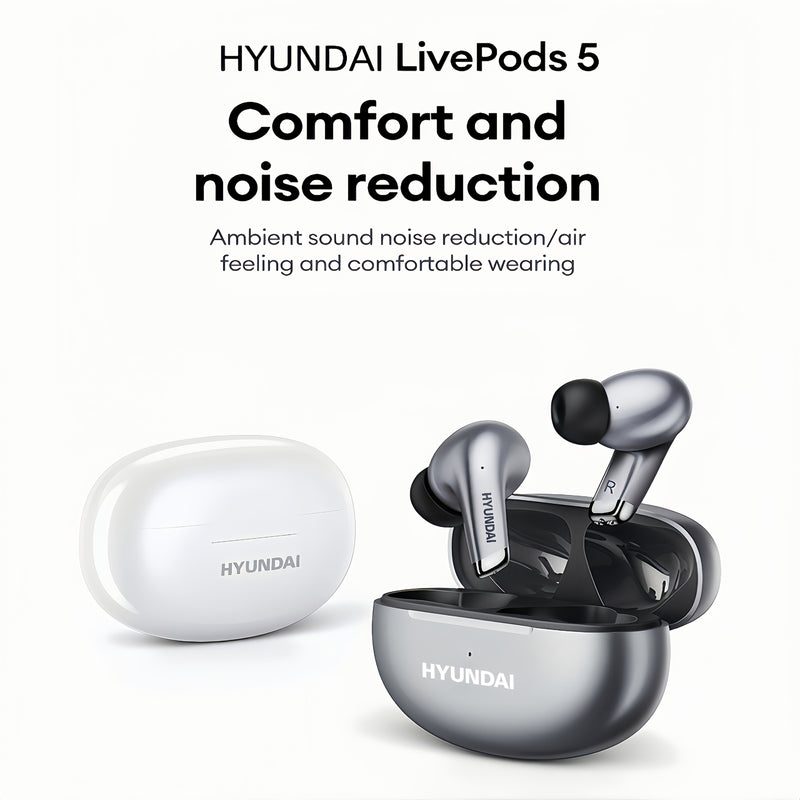 HYUNDAI 2025 Hot Selling Wireless Wireless Earbuds - Low Latency, Long Battery Life, Sound Isolation, with Mic for Gaming, Sports, and Music, Touch Control, USB-C Charging, Semi-Open Back Design, Condenser Microphone, Ideal f