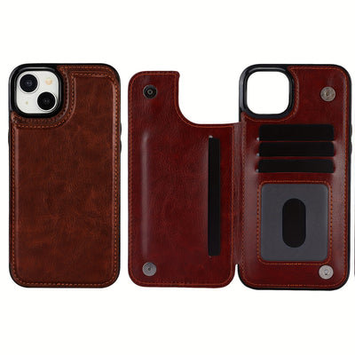 جراب iPhone قابل للطي من الجلد الصناعي عالي الجودة مع فتحات للبطاقات وحامل مقاوم للصدمات متوافق مع موديلات مختلفة بما في ذلك X XR XS Max 11 pro 12 pro 13 pro 14 15 16 SE 6 7 8 plus