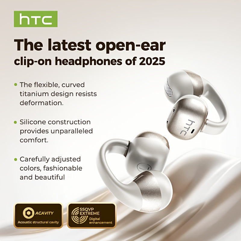 HTC NE56 Wireless Earbuds with 6.0 Low-Latency HD Voice, Compatible with iOS & Android, Portable & Comfortable Design, Built-in Microphone, Noise Cancellation, USB Rechargeable
