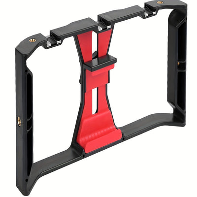 1pc Handheld Phone Stabilizer with Rotating Gimbal, Smartphone Micro Stand and Fill Light for Live Streaming/Photography Recording. Features Three Cold Shoe Mounts & Multiple 1/'10.16cm Extensions - Compatible w Apple Huawei