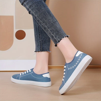 Women's Simple Canvas Shoes, Casual Lace Up Outdoor Shoes, Comfortable Low Top Sneakers