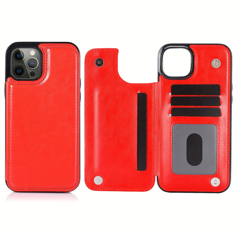 جراب iPhone قابل للطي من الجلد الصناعي عالي الجودة مع فتحات للبطاقات وحامل مقاوم للصدمات متوافق مع موديلات مختلفة بما في ذلك X XR XS Max 11 pro 12 pro 13 pro 14 15 16 SE 6 7 8 plus