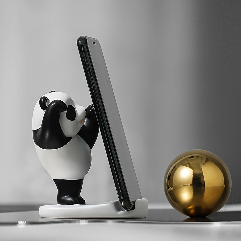 2pcs Cute Panda Phone & Tablet Stand, Adorable Desktop Mobile Holder, Decorative Novelty Accessories, Office & Home Decor, Universal Fit, 8.99cm & 10.01cm Height
