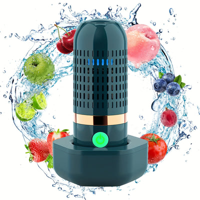 Fruit and Vegetable Cleaning Machine, Fruit and Vegetable Cleaner, USB Wireless Food Purifier, Cleaner Device for Washing Fruits, Vegetables, Rice, Meat and Tableware (Blue)