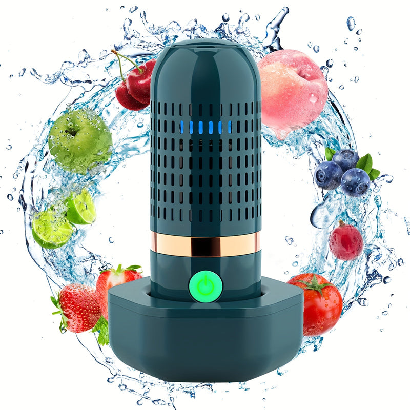 Fruit and Vegetable Cleaning Machine, Fruit and Vegetable Cleaner, USB Wireless Food Purifier, Cleaner Device for Washing Fruits, Vegetables, Rice, Meat and Tableware (Blue)