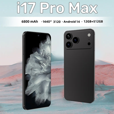 I17 Pro Max The global version of the smartphone, equipped with the Android 14 system, features a 6.8-inch high-definition screen, 12GB of RAM and 512GB of storage space, 72MP + 108MP cameras. It is a mobile smartphone.