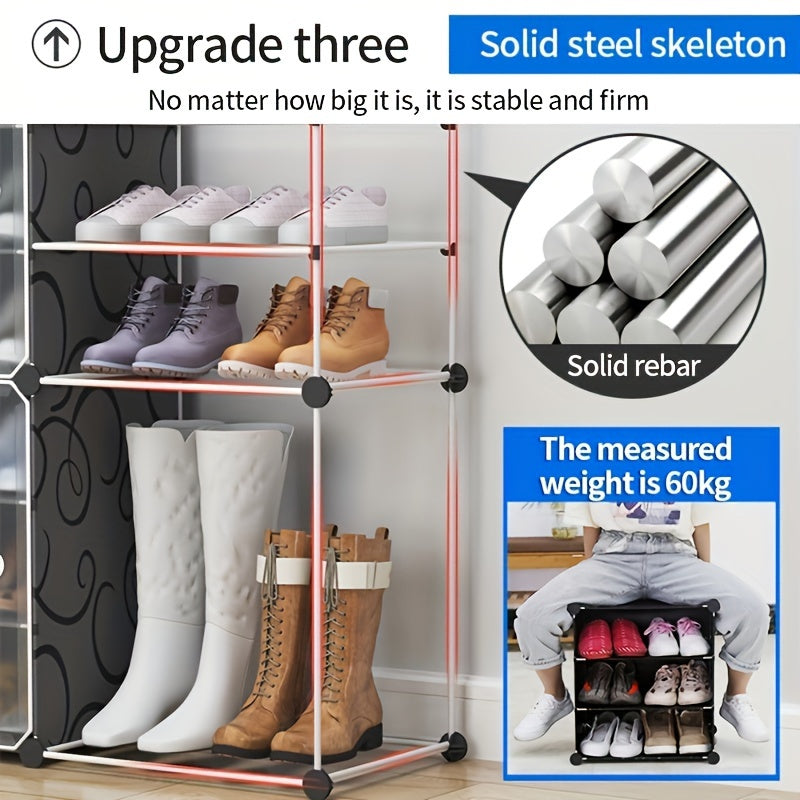 Expandable Shoe Rack with Doors - Portable Organizer for 8-60 Pairs of Shoes, Boots & Slippers - No Assembly Required