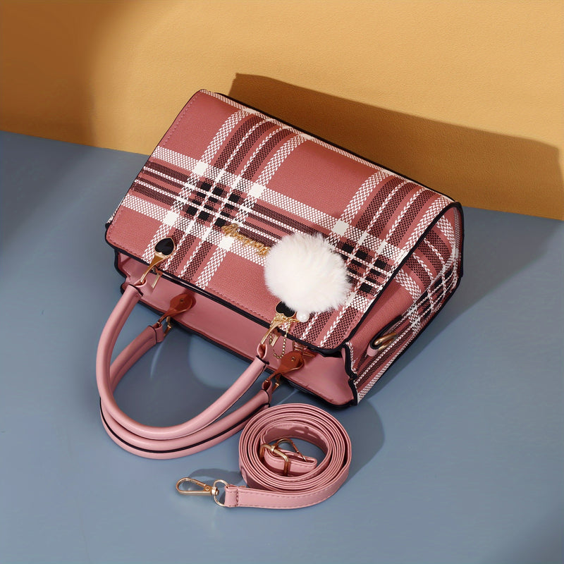 حقيبة ساتشل مزينة بأحرف، محفظة أنيقة بمقبض علوي، حقيبة كتف كبيرة الحجم للمكتب والعمل