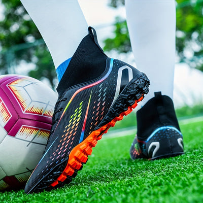 Men's High-Top (Soccer) Cleats - -Terrain Traction, -Weather PU/Grip Rubber Sole, Breathable Mesh & Cushioning - Lightweight Training & Match Shoes for Grass, Turf, rtificial Fields - -Season Sneakers, Soccer Shoes, Soccer Bo