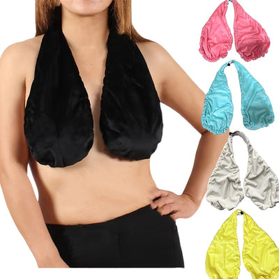 1pc Modern Hanging Neck Sweat-Towel Bra - Ultra-Soft Polyester- Blend, Round Design for Beach, Sports, Daily Wear & Nursing, Hand Wash Only