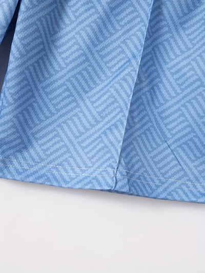 تي شيرت رجالي بأكمام قصيرة + شورت بدلة رياضية كاجوال باللون الأزرق