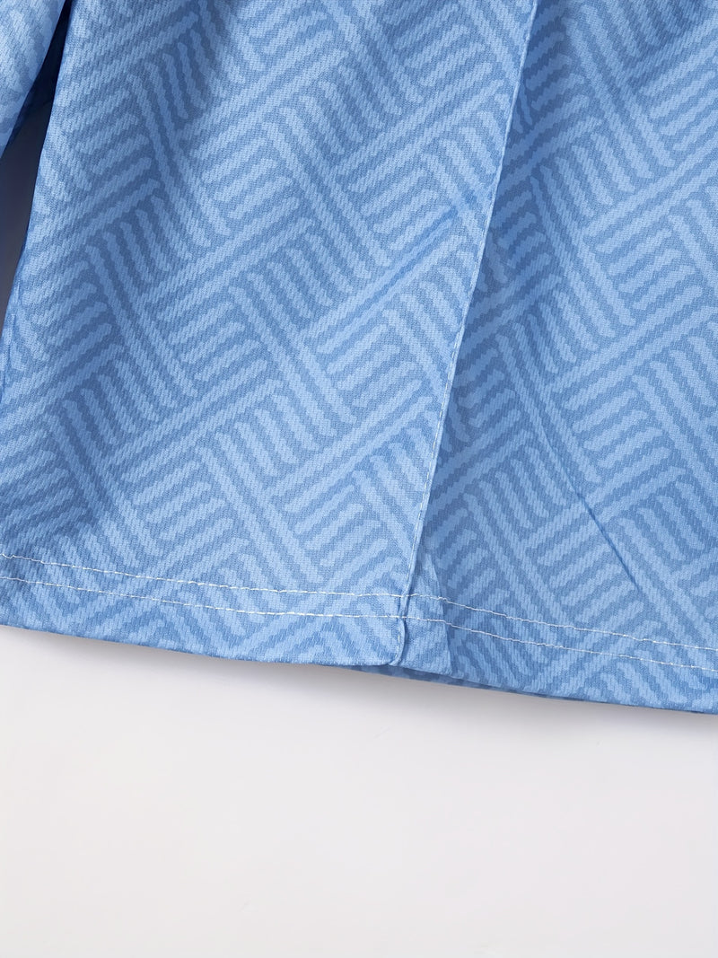 تي شيرت رجالي بأكمام قصيرة + شورت بدلة رياضية كاجوال باللون الأزرق