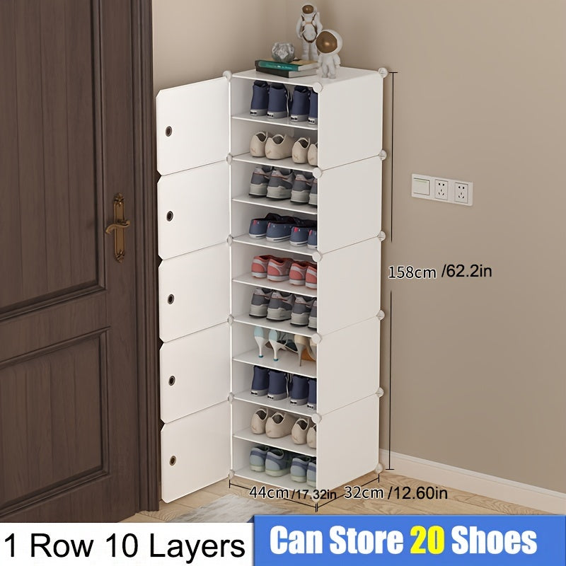 Expandable Shoe Rack with Doors - Portable Organizer for 8-60 Pairs of Shoes, Boots & Slippers - No Assembly Required