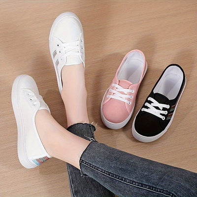 Women's Simple Canvas Shoes, Casual Lace Up Outdoor Shoes, Comfortable Low Top Sneakers