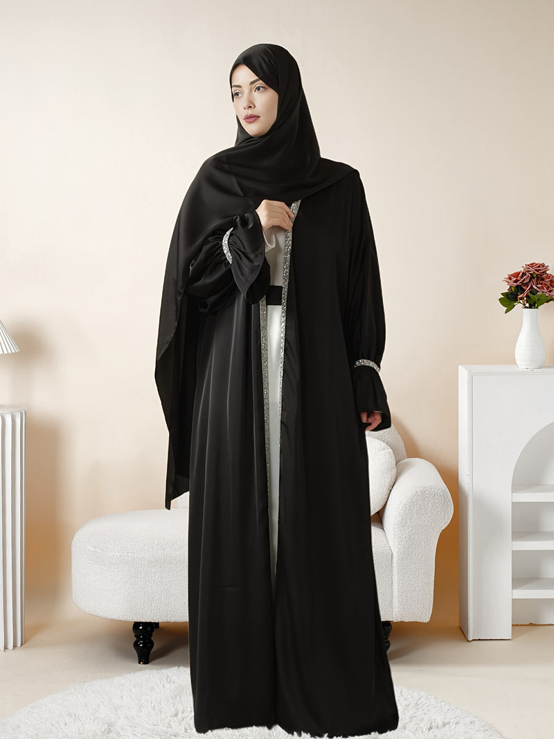 4pcs Set: Poet Sleeve Satin Abaya (MOA009) Eid al-Adha Abaya Muslim Women&