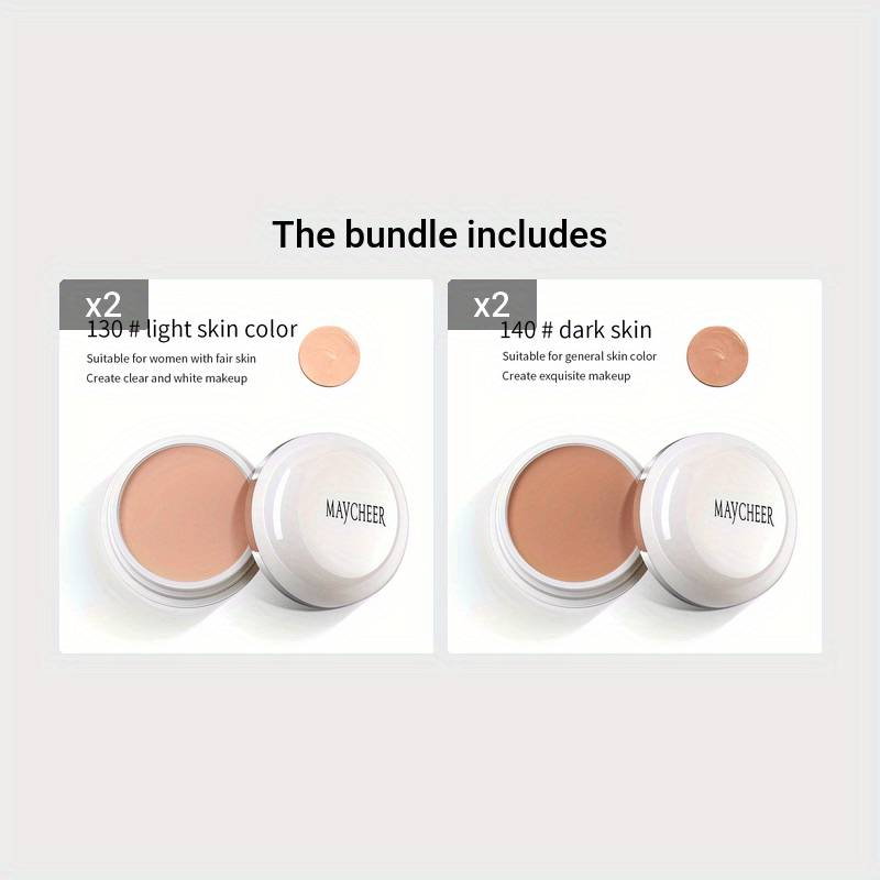 كريم إخفاء العيوب بتغطية عالية بلونين، إخفاء الهالات السوداء وعلامات حب الشباب والنمش والبقع، كريم أساس سائل مقاوم للماء يدوم طويلًا، يحتوي على سكوالين نباتي