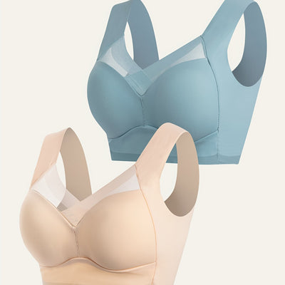 2pcs Elegant Lei Sports Bra Yoga Fitness Underwear Breathable and Comfortable with Mesh Details Women's Seamless Sports Bra Women's Sportswear and Clothing Women's Underwear