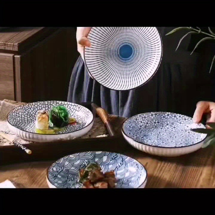 Ceramic Dinner Plates Set of 4 - Round Salad Dessert Plates, Holiday Theme, All-Season Versatility for Home, Dorm, Kitchen & Dining Room