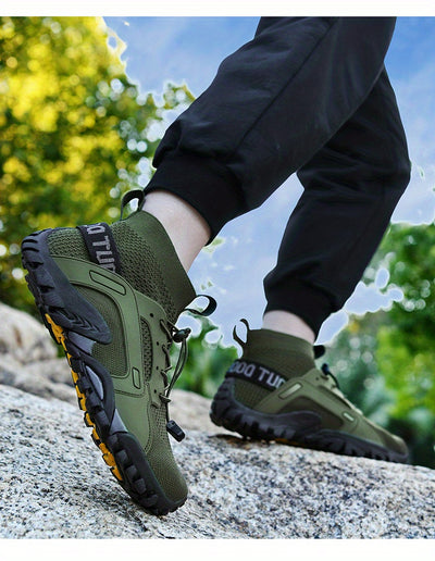 Men's Trendy Breathable Sneakers, Wear-resistant Non-Slip Outdoor Shoes For Hiking Fishing