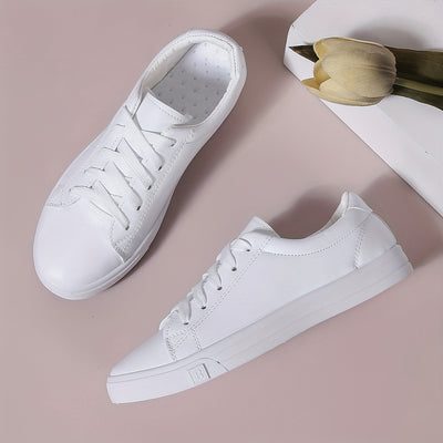 Women's Trendy Flat Sneakers, Casual Lace Up Outdoor Shoes, Comfortable Low Top Sport Shoes