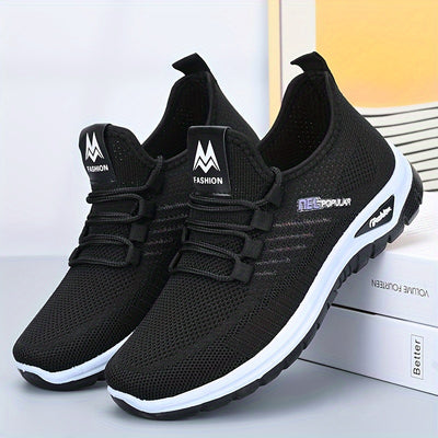 Women's Knitted Running Sneakers, Breathable Soft Sole Low Top Walking Trainers, Comfy Outdoor Sports Shoes