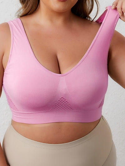 ZIMI COLLECTION Women's Plus Size High-Elasticity Sports Bra - Seamless Wireless Workout Top, Double Layer Support No Padding Needed, Non-Transparent Gym Yoga Running Bra for Everyday & Athletic Activities - All-Season Active
