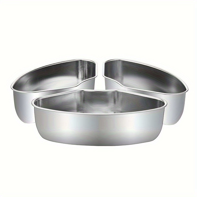 3-Piece Stainless Steel Steamer Insert Set, Fan-Shaped Divided Cooking Pans for Rice, Eggs, and Vegetables, No Electricity Needed, Kitchen Essentials