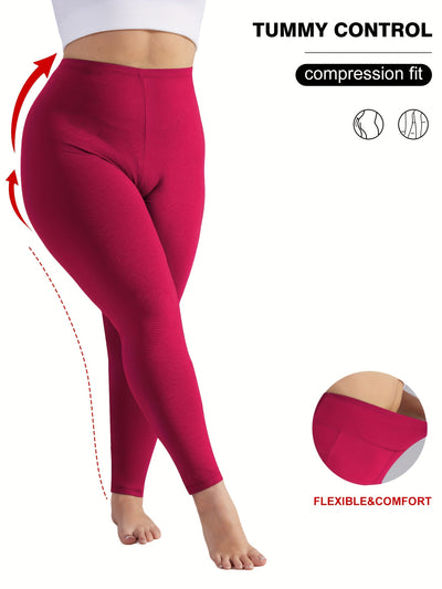 [Stretchy Leggings] Stretchy High-Waist Plus Size Women's Cropped Leggings | Tummy Control, Green, 9/10th Length - Perfect for Yoga & Multiple Sports, Summer New Arrival