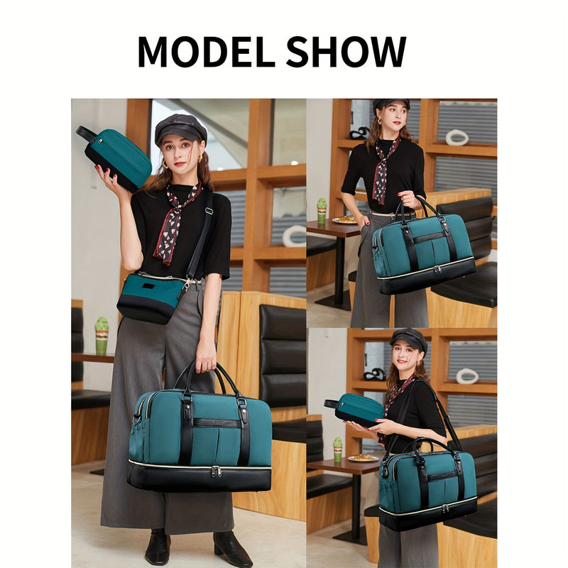 مجموعة حقائب سفر بسيطة ذات سعة كبيرة، حقيبة يد خفيفة الوزن بسحاب، حقيبة محمولة للاستخدام اليومي مع حزام قابل للفصل، حقيبة للجنسين للاستخدام اليومي