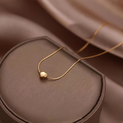 A 304 Stainless Steel Pendant Necklace With A Sweet Style, Casting Process, Delicate And Small Brushed Small Peach Heart Shape, Specially Designed For Women, Small And Extraordinary Love Treasures, Suitable For Young Ladies T