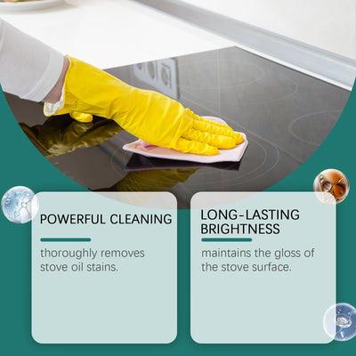 Glass Stovetop Cleaner Polishing Agent, Citric Acid Based, Residue Free, for Household Kitchen, Electric Ceramic Stovetop, Glass Cooktop, Induction Cooktop, Ceramic Hob, Electric Stovetop Panel