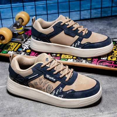 Women's Trendy Printed Sneakers, Casual Lace Up Outdoor Shoes, Comfortable Low Top Skate Shoes