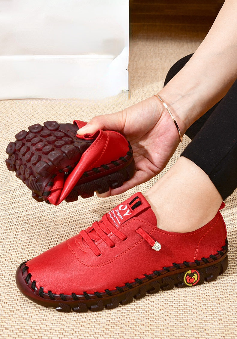 حذاء لوفر نسائي أنيق كاجوال - حذاء سهل الارتداء بلون بيج مع رباط أمامي ونعل مطاطي، وغطاء صناعي - مثالي للقيادة والملابس الكاجوال، أحذية نسائية