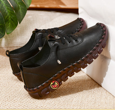 حذاء لوفر نسائي أنيق كاجوال - حذاء سهل الارتداء بلون بيج مع رباط أمامي ونعل مطاطي، وغطاء صناعي - مثالي للقيادة والملابس الكاجوال، أحذية نسائية