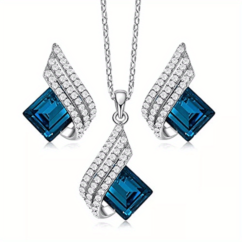 Blue Shining Diva Fashion Angel Wings Pendant Necklace, Jewellery Set, Gifts for Men And Girls