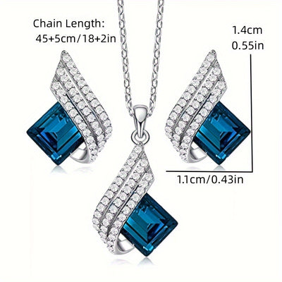 Blue Shining Diva Fashion Angel Wings Pendant Necklace, Jewellery Set, Gifts for Men And Girls