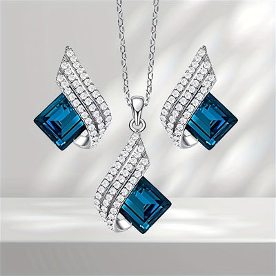 Blue Shining Diva Fashion Angel Wings Pendant Necklace, Jewellery Set, Gifts for Men And Girls