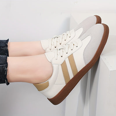 Stylish Comfort Soft Sole Flat Sports Sneakers - Round Toe, Low-Top, Breathable, Lightweight, Soft Upper, Comfortable Walking Shoes for Women - Ideal for Casual, Daily, Outdoor Activities