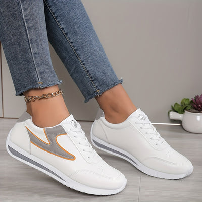 Women's Simple Platform Sneakers, Casual Lace Up Outdoor Shoes, Comfortable Low Top Shoes