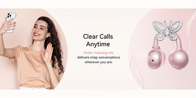 i121 Wireless Clip-On Headphones with Detachable Gemstone Earrings - 10mm Drivers, Hi-Res EQ Sound, Noise Cancellation, Clear Calls, Compatible with All Smartphones, Sports Workout & Halloween Gift, Headphones For Music, Work