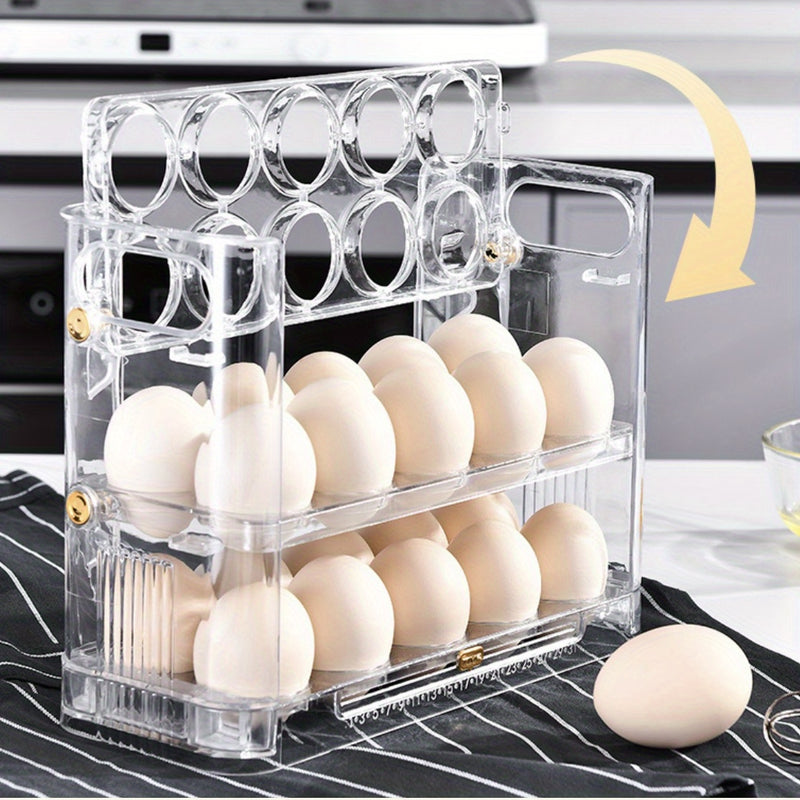 ZHOHO TANT 3-Tier Egg Holder for Refrigerator – Clear Plastic Egg Storage Container with Large Capacity, Durable & Easy Access Design for Home Kitchen Organization, Egg Trays